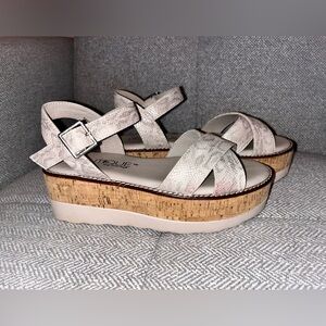 Fluffie sandal by Corky's Champagne strap platform sandals size 7